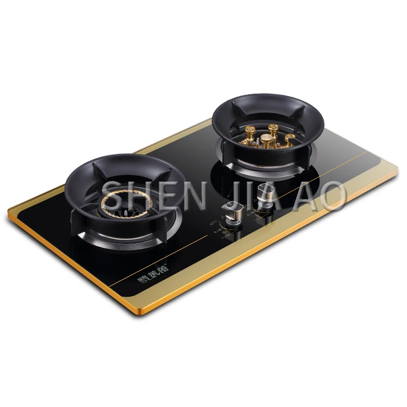 

Газовая плита с двойной печи, стол из закаленного стекла со встроенной противопожарной плитой двойного назначения, плита с сжиженным газом/природным газом, 1 шт.