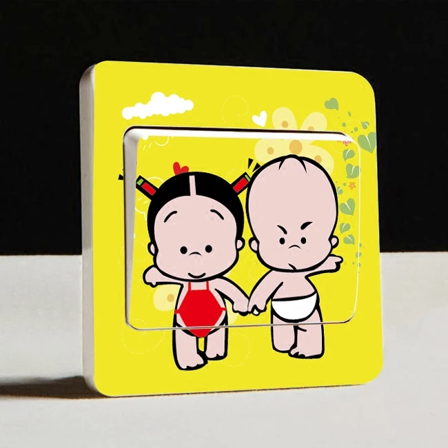 Мультяшные милые декоративные наклейки с квадратными переключателями на
