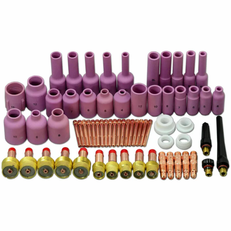 67pcs/Set TIG Welding Torch Stubby Gas Lens Kit Cup Collet Body Consumables For WP 17/18/26 Machine Accessories | Инструменты