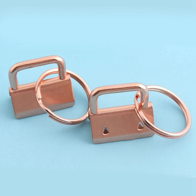 

50Pcs Key 25mm Fobs Hardware with Keyrings Key Chains for Wrist Key Lanyard Clips Metal Ribbon End Cap Keyfobs