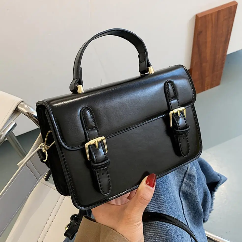 

Vintage Square Tote Bag 2021 Fashion New High Quality PU Leather Women's Designer Handbag Portable Shoulder Messenger Bag Purses