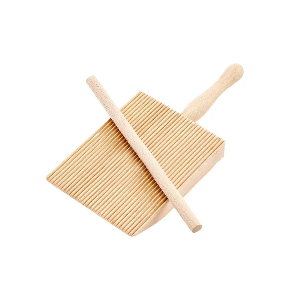 

Wood Board Spaghetti Macaroni Pasta Maker Rolling Pin Solid Wood Gnocchi Paddle With Stick Spaghetti Macaroni Pasta Board