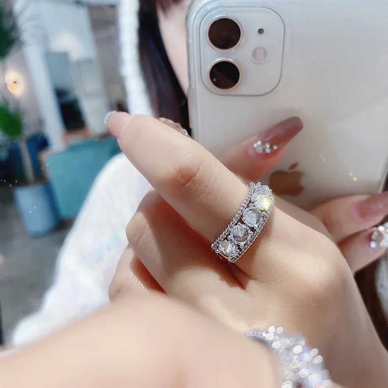 

2021 New Arrival 14K Gold Plated Luxury Adjustable Rings For Women Zircon Wedding Rings