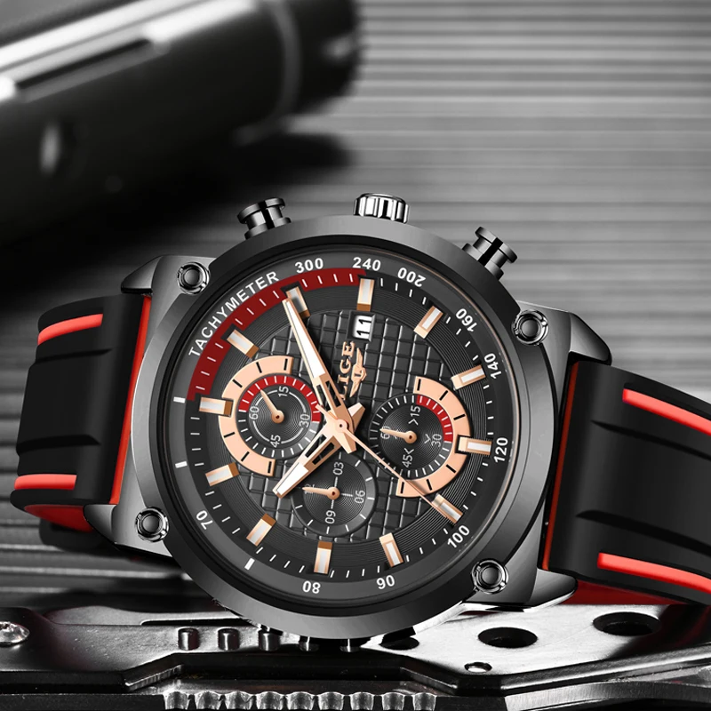 LIGE модные мужские часы Топ бренд класса люкс многофункциональные спортивные с