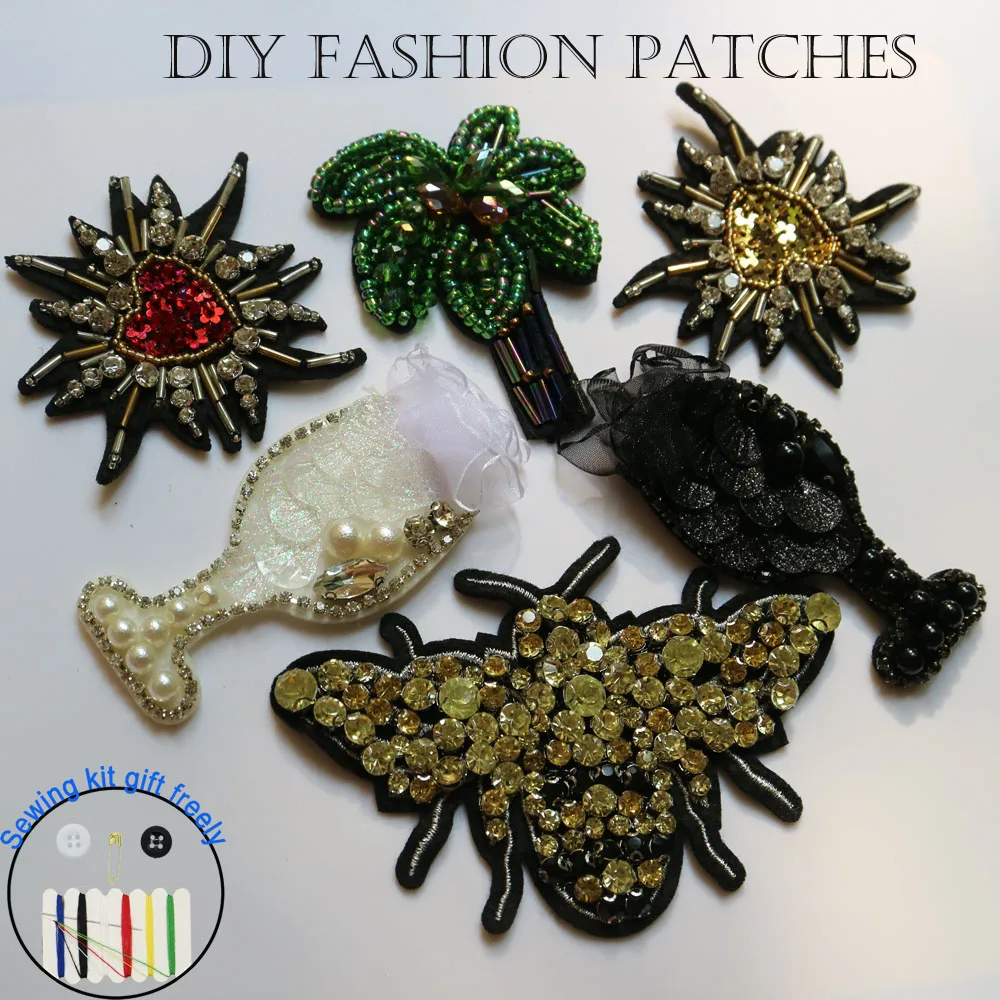 Модные нашивки стразы бусины для одежды вышивка блестками фотоаппликация