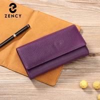 zency new cowhide leather womens hight quality wallet card case fashion designer clutch holders bag female slim hasp coin purse