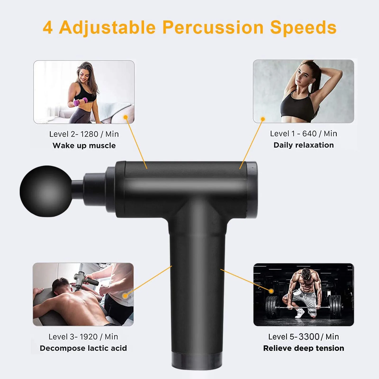 

High Power Professional Quiet Percussion Massage Gun 6 Speed Cordless Handheld Deep Tissue &Muscle Massager,Body massager