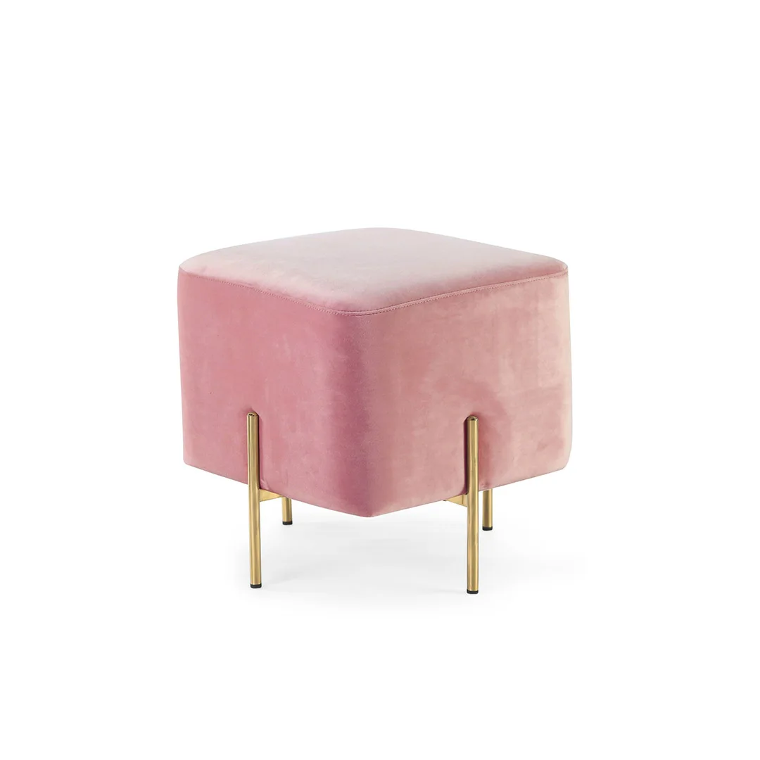 

Wooden stool ottoman with fabric cover square molding pouf
