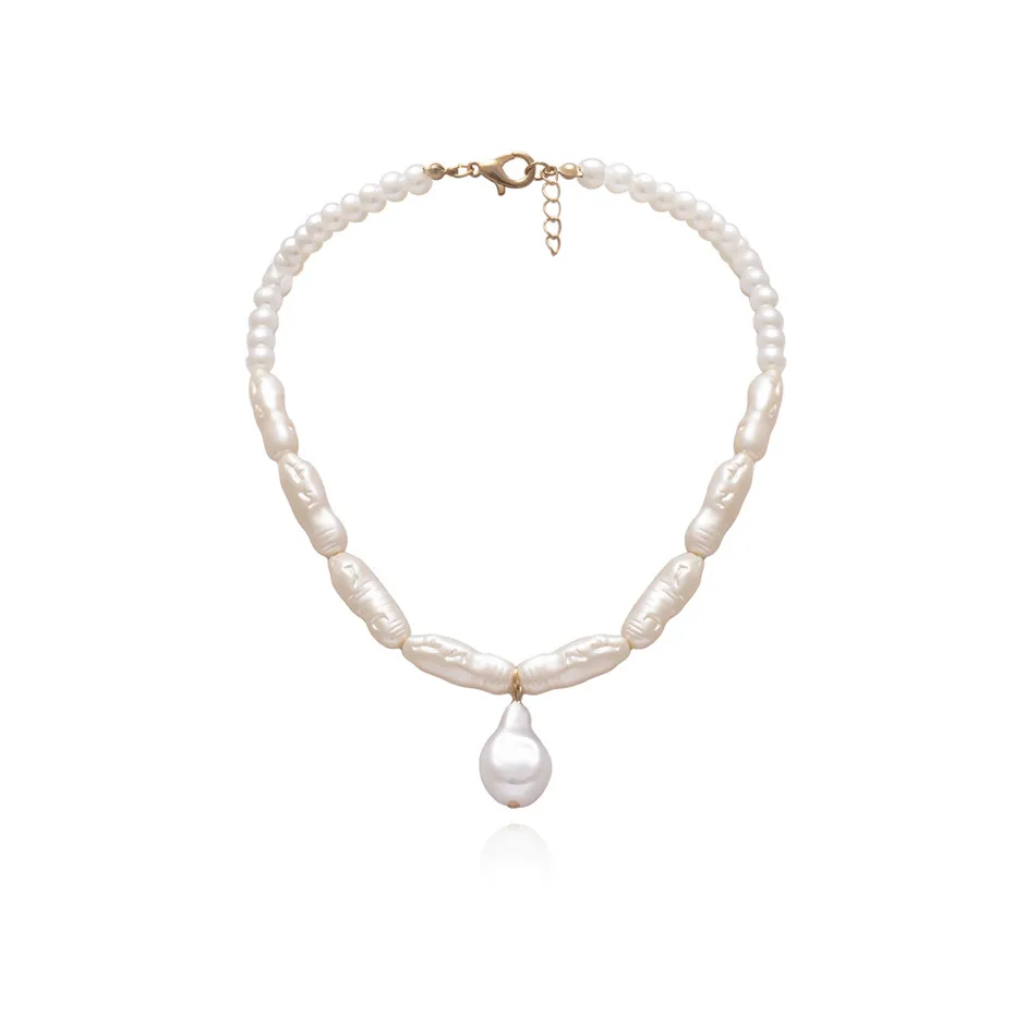 Necklace IngeSight.Z богемное ожерелье-чокер из искусственного жемчуга, короткая цепочка на ключицы, ожерелье с кулоном для женщин, ювелирные изделия - Окраска металла: Necklace