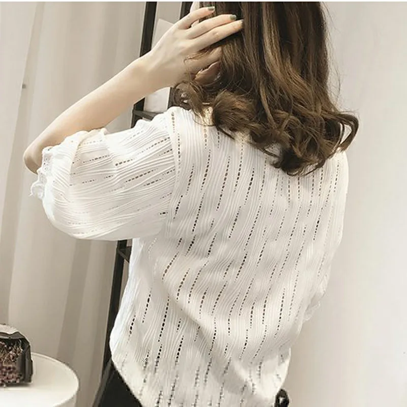 Хлопковая рубашка с коротким рукавом лето 2019 женские блузки топы одноцветные