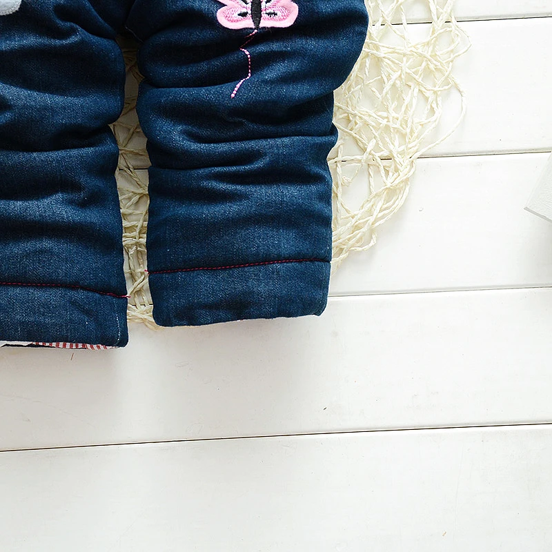 Girls Winter Trousers New Kids Fashion Cotton Thick Cartoon Pants Children Warm Bib Pants For Baby Girls Kids Denim Overalls