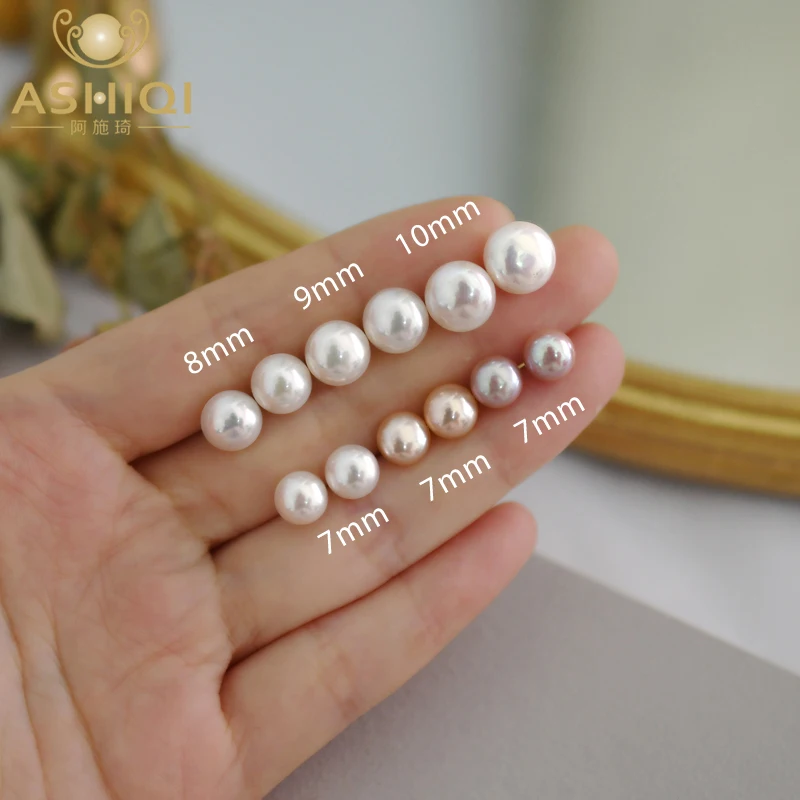 Женские серьги гвоздики с натуральным пресноводным жемчугом ASHIQI маленькие из