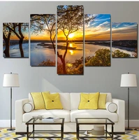 posters tableau wall art home decor modern 5 panel beautiful sunrise natural landscape hd print painting modular pictures canvas