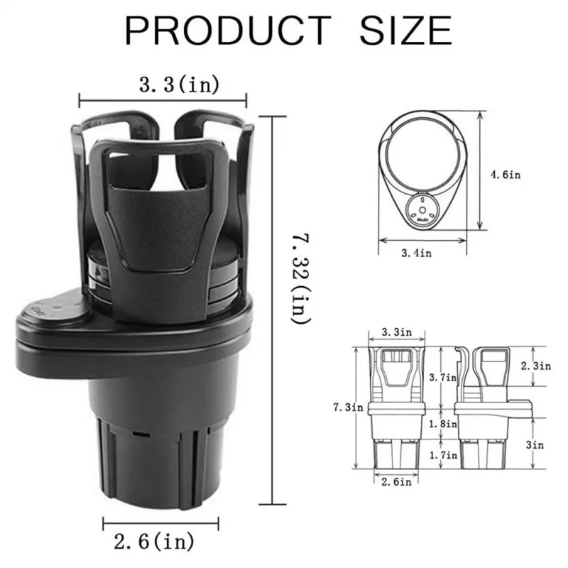 

New Car Cup Holder 2 In 1 Multifunctional 360 Degree Rotating Dual Cup Mount Auto Drinks Holders Insulation Cup Holder Organizer