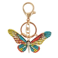 crystal butterfly keychain glittering full rhinestone alloy key chain for women girl car bag accessories fashion key ring