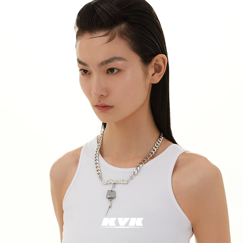 

618 pre sale KVK youth you series ins trendy clavicle chain luxury English Silver Plated Crystal Pendant Necklace