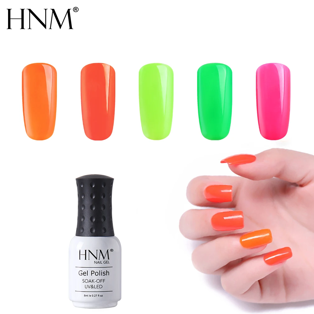 Флуоресцентный неоновый Гель-лак HNM для ногтей СВЕТОДИОДНЫЙ УФ-лак 8 мл