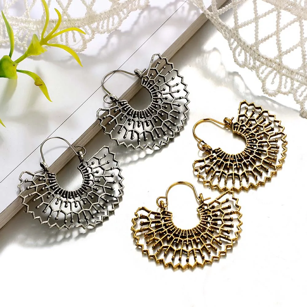 Винтажные старинные полые круглые висячие серьги в виде паутины серьги-капли с