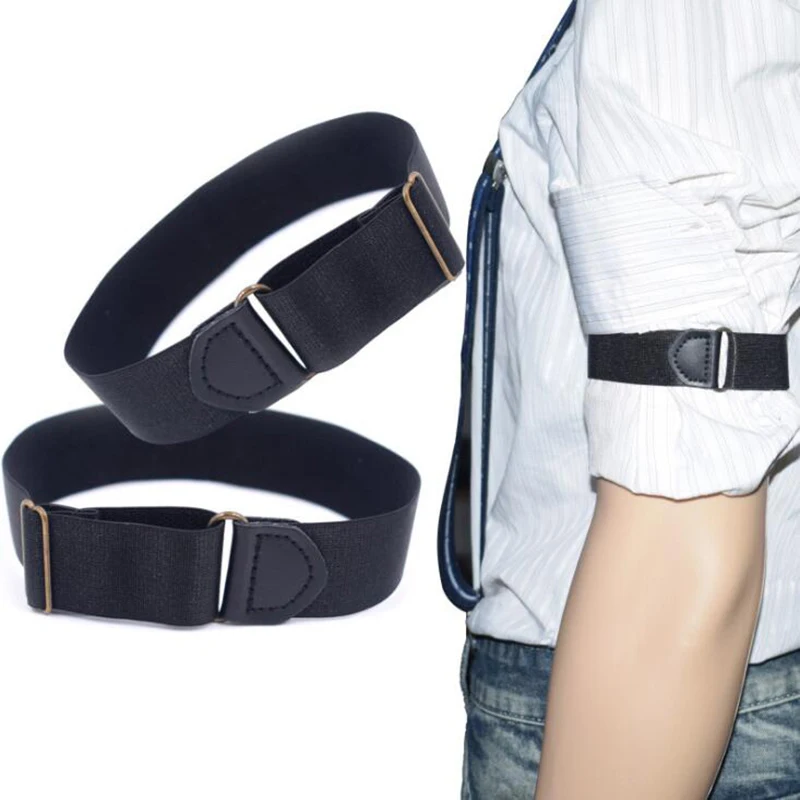 Men Women Non-slip Straps Sleeve Garters Holders Stripe Arm Bands Sleeve Shirt Elastic Garter Metal Bracelet Armband Accessories