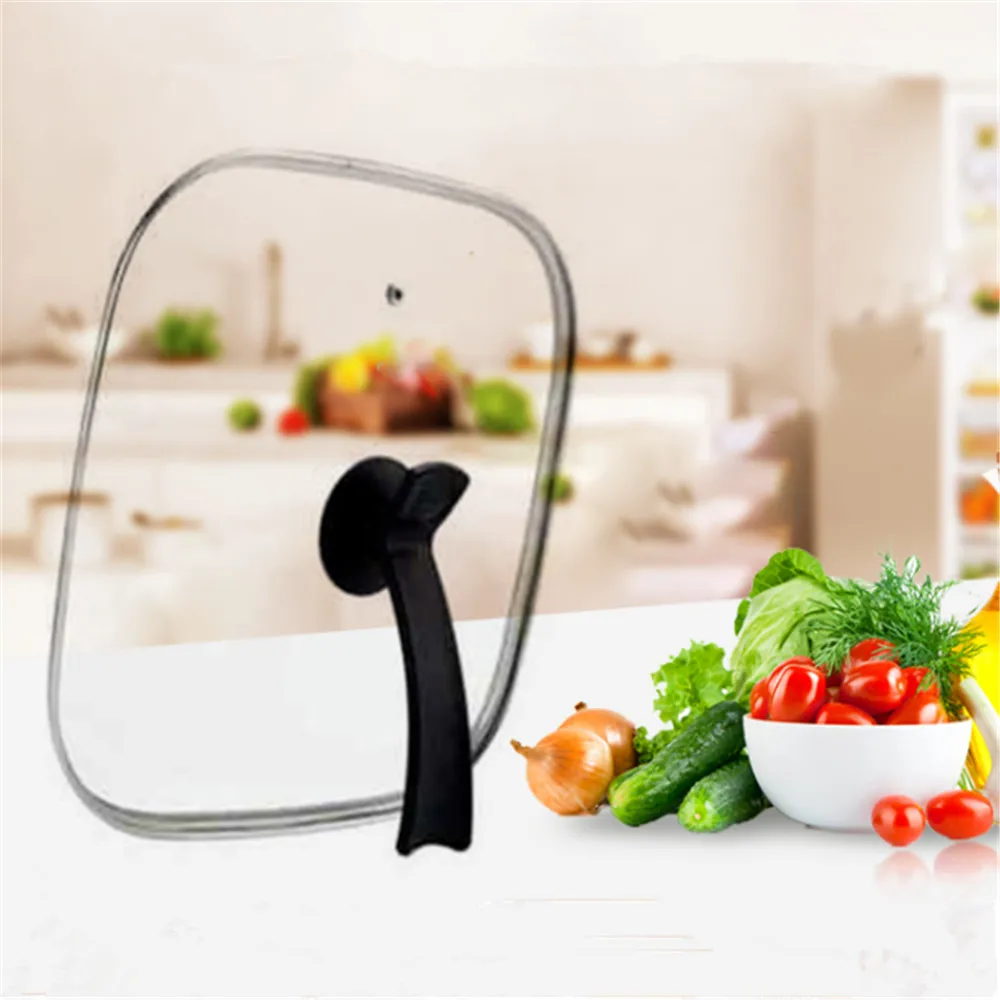 

30cm Pan Lid Square Glass Lid Pot Cover Wok Lid Frying Pan Lid with Handle Pan Lids Stainless Steel Pot Lids Kitchen Accessories