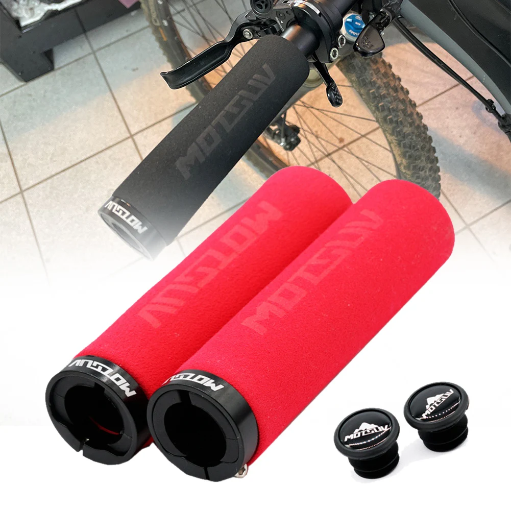 

A Pair of Bicycle Handlebar Grips Non-Slip Mountain Bike Grip with Aluminum Alloy Locking Ring Bike Accessory New Durable