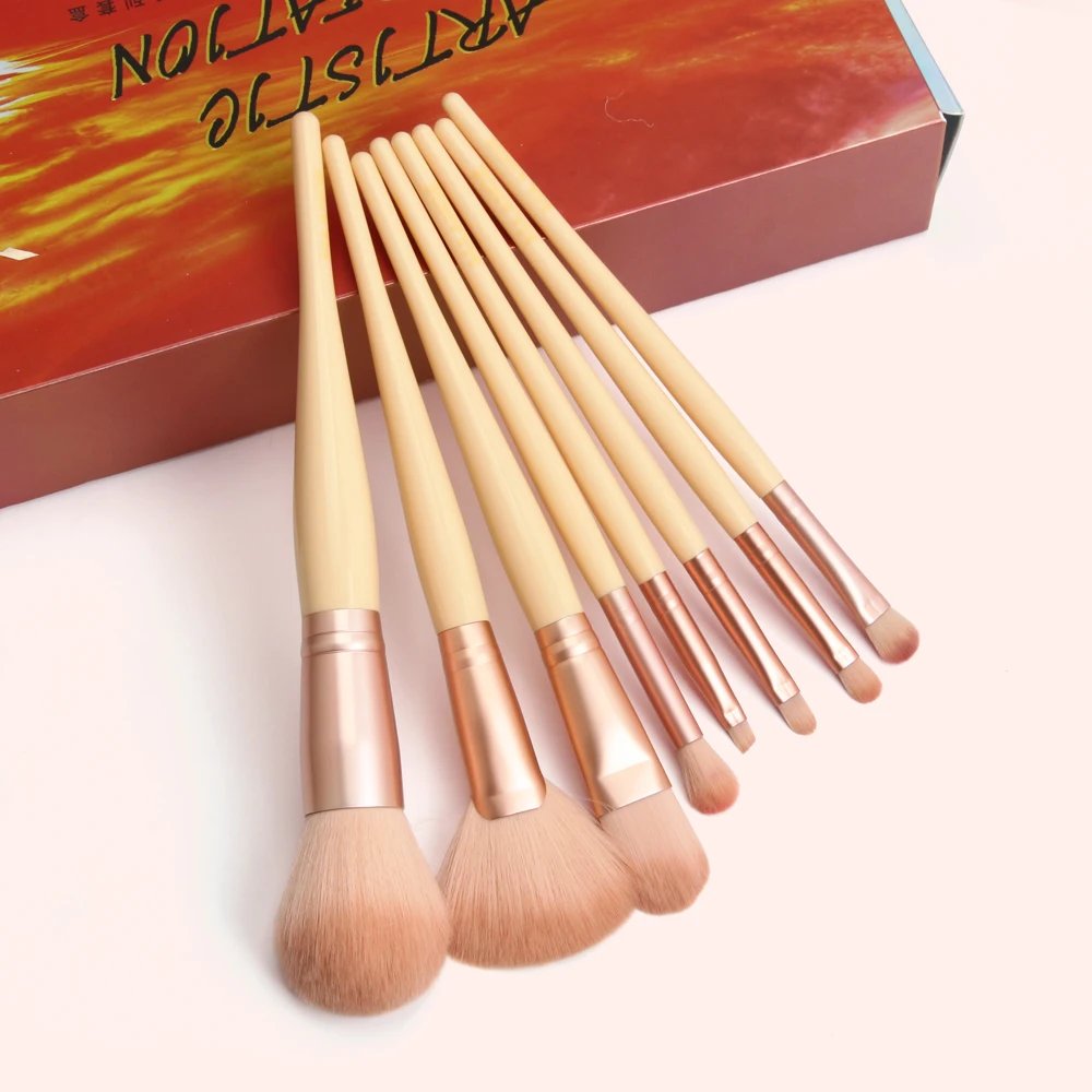 MAANGE 7 Pcs Makeup Brushes Set Professional Foundation Powder Eyeshadow Blush Blending Brush Wood Handle Cute Make Up Tools New | Красота и