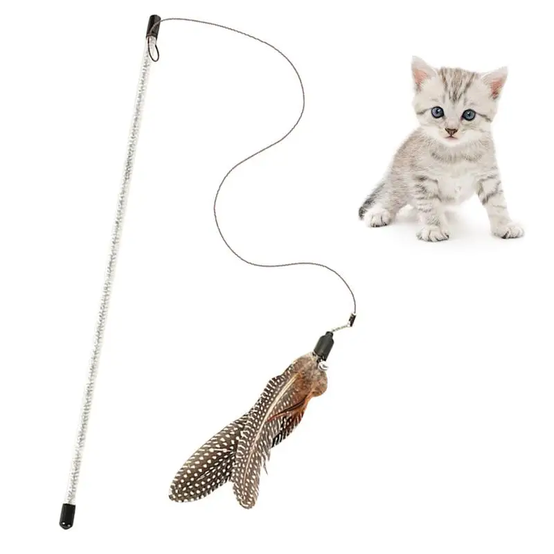 

1pc Cat Teaser Wand Fake Feather Bell Decor Cat Interactive Toy Cat Training Toy Pet Supplies