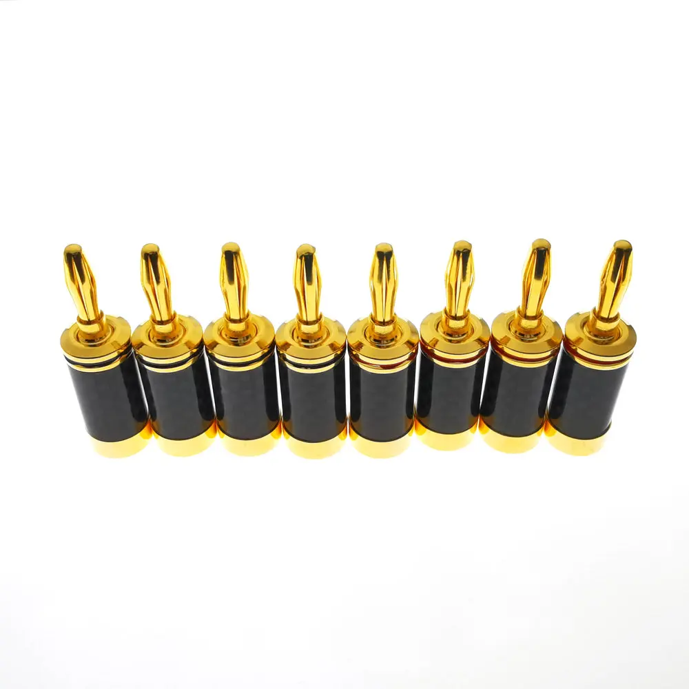 

4PCS High quality DIY Solderless Banana Plug connectors with carbon fiber shell gold plated plug CF-101