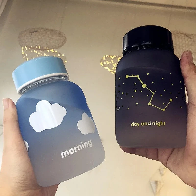 Стеклянная бутылка для воды с изображением звездного неба 600 мл|Бутылки воды| |