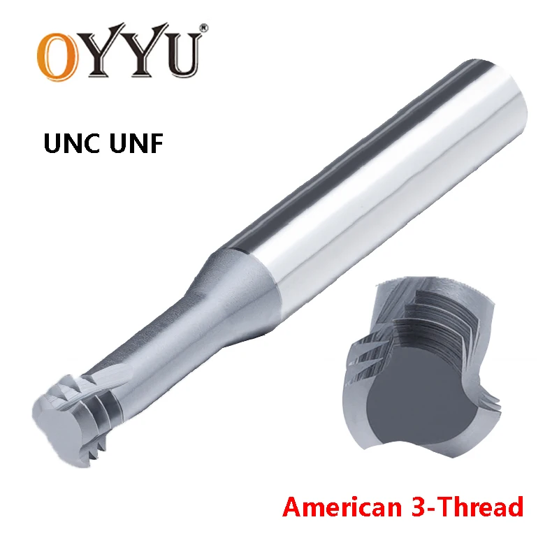 

OYYU American 3-Tooth Thread Mills UNC UNF Solid Carbide Tungsten Steel Milling Cutter 1/4 3/8 7/16 NO.2-56 Router Bit