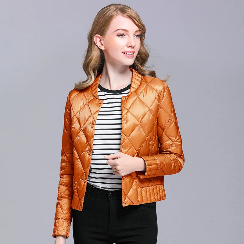 2021 new style, thin and light Korean women's slim slimming diamond lattice small short down jacket jacket casual comfortable