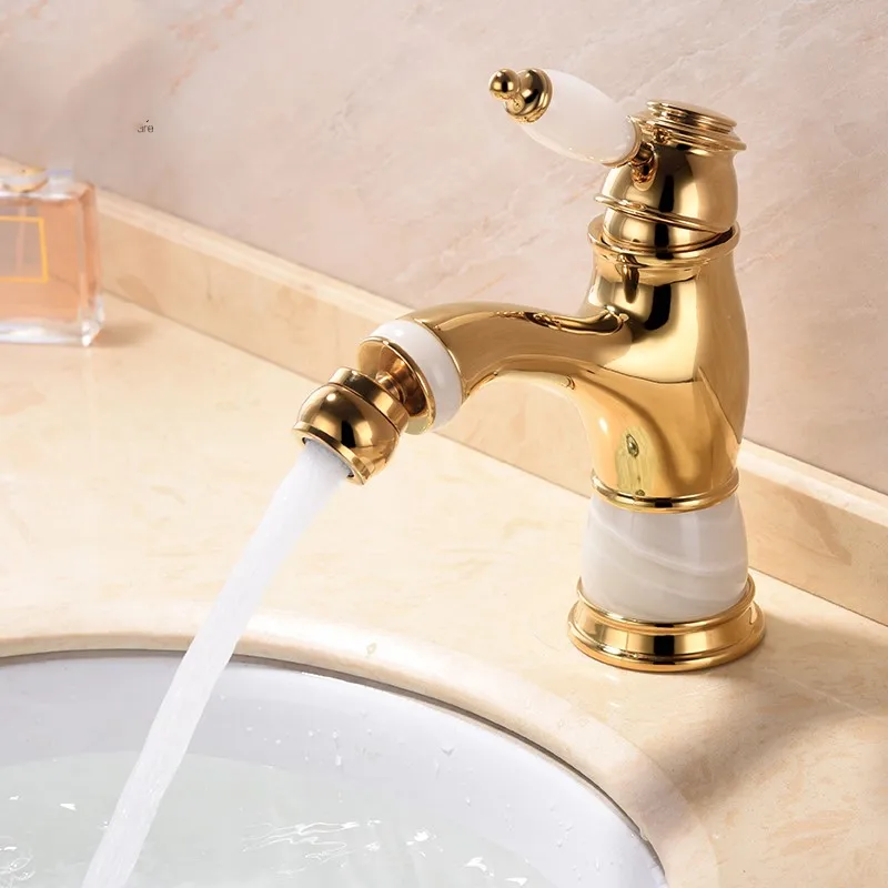 

Golden brass bathroom sink faucet Luxury gold cold hot basin mixer faucet with 360 degree swivel nozzle spout