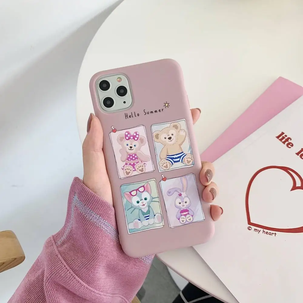 Розовый чехол с милым мультяшным рисунком кролика Даффи медведя для iPhone 11 Pro Max X XS