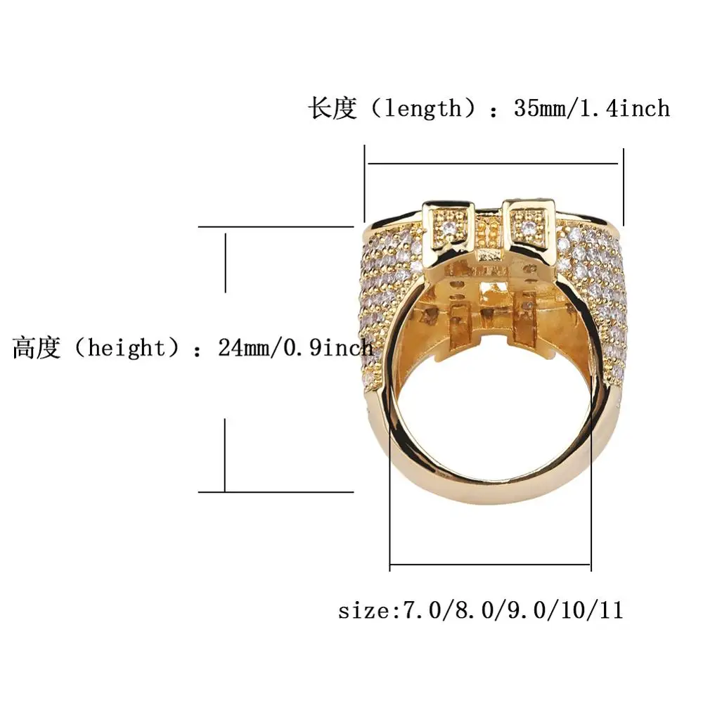 

1 New Fashion Rock Iced Out Bling Charms Gold Bijoux US Dollar Sign Rings AAA Cubic Zircon Hip Hop Ring For Men Jewelry Anillo