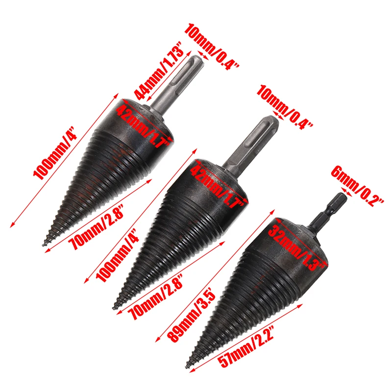 

High Speed Twist Drill Bit Wood Splitter Screw Cones Splitting Bit Wood Drill 100*42mm Square Round Hexagonal Shank