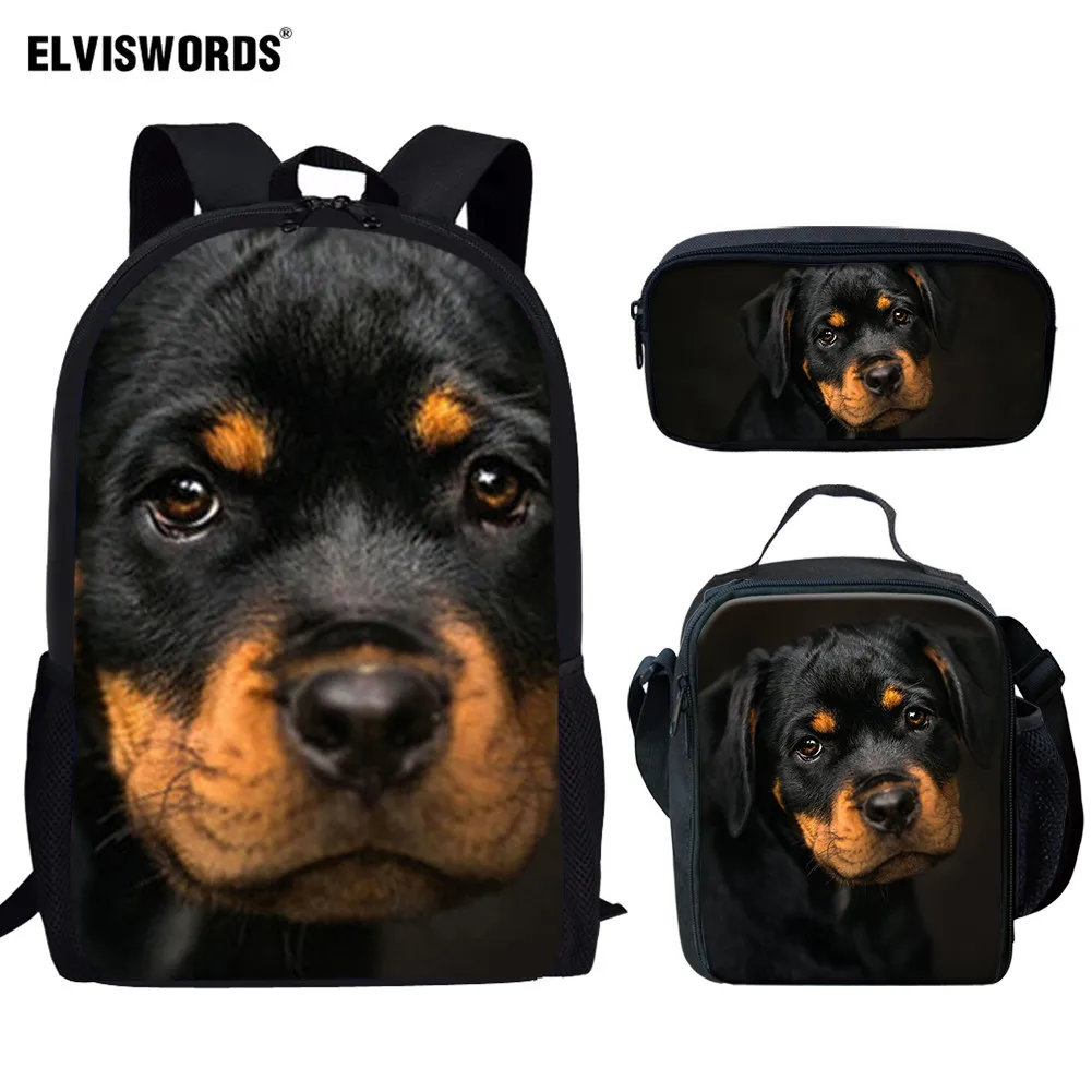 Комплект школьных рюкзаков ELVISWORDS 3 шт. набор с 3D принтом щенков сумка для