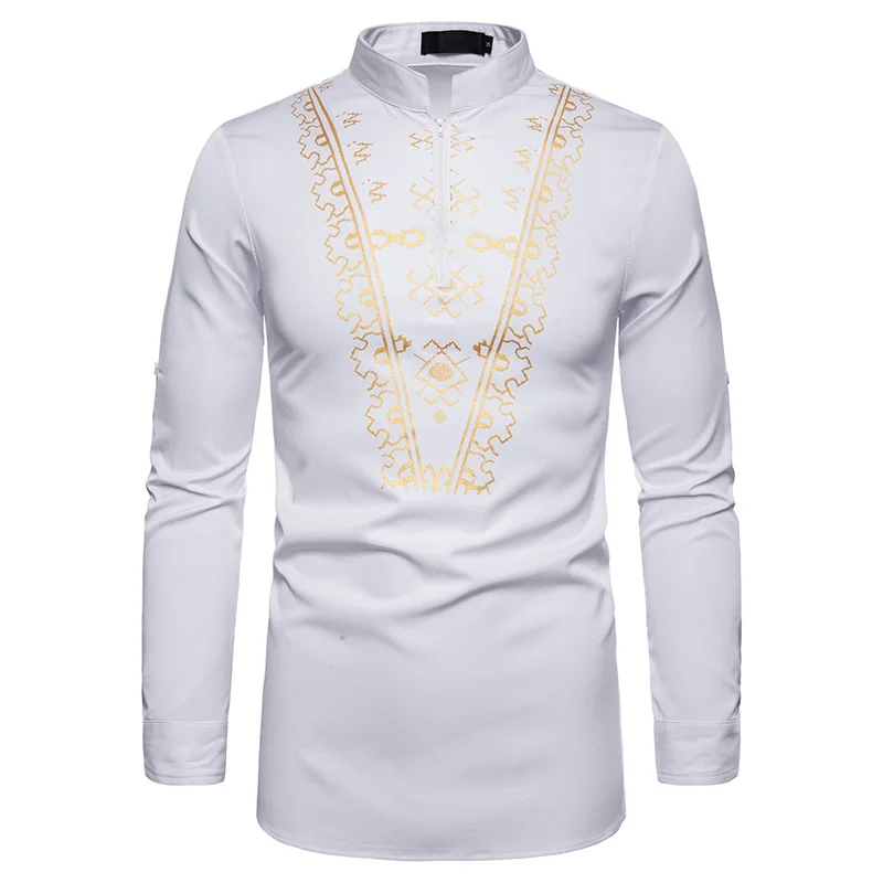 Повседневная рубашка мужская одежда Рубашки Африканский стиль chemise homme модные camisa masculina Фитнес рубашка с принтом