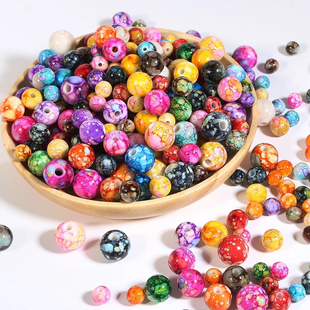 

Новые акриловые цветочные бусины, красочные с отверстиями, круглые свободные бусины, самодельные серьги ручной работы, браслеты, ювелирные ...