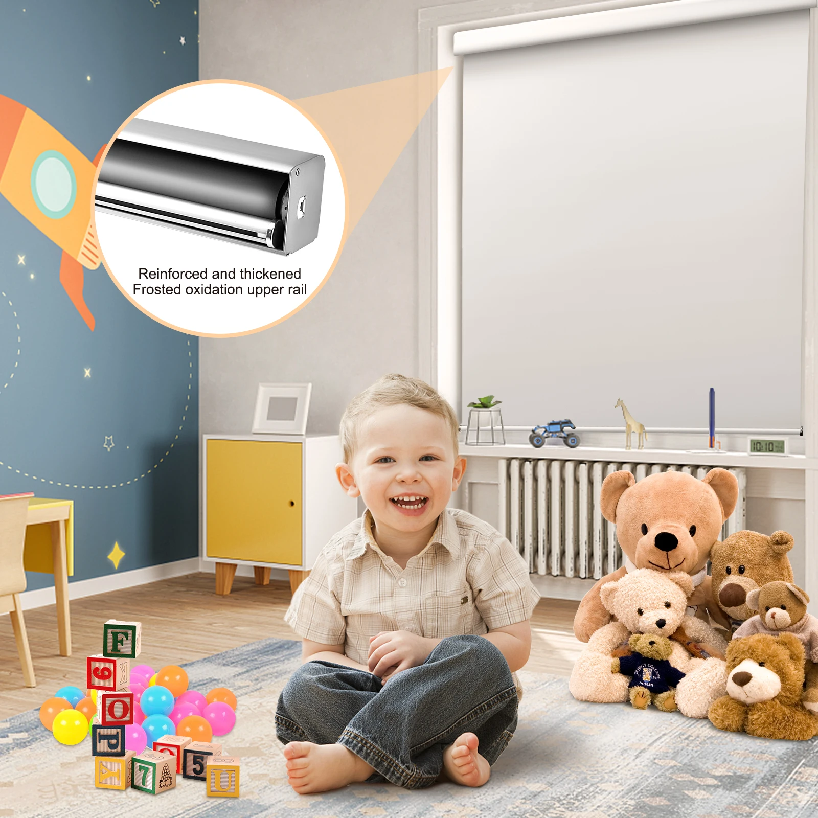 

Rechargeable Electric Roller Shutter Curtain Wireless Remote Control Automatic Lifting Shading Office Waterproof Dustproof Shade