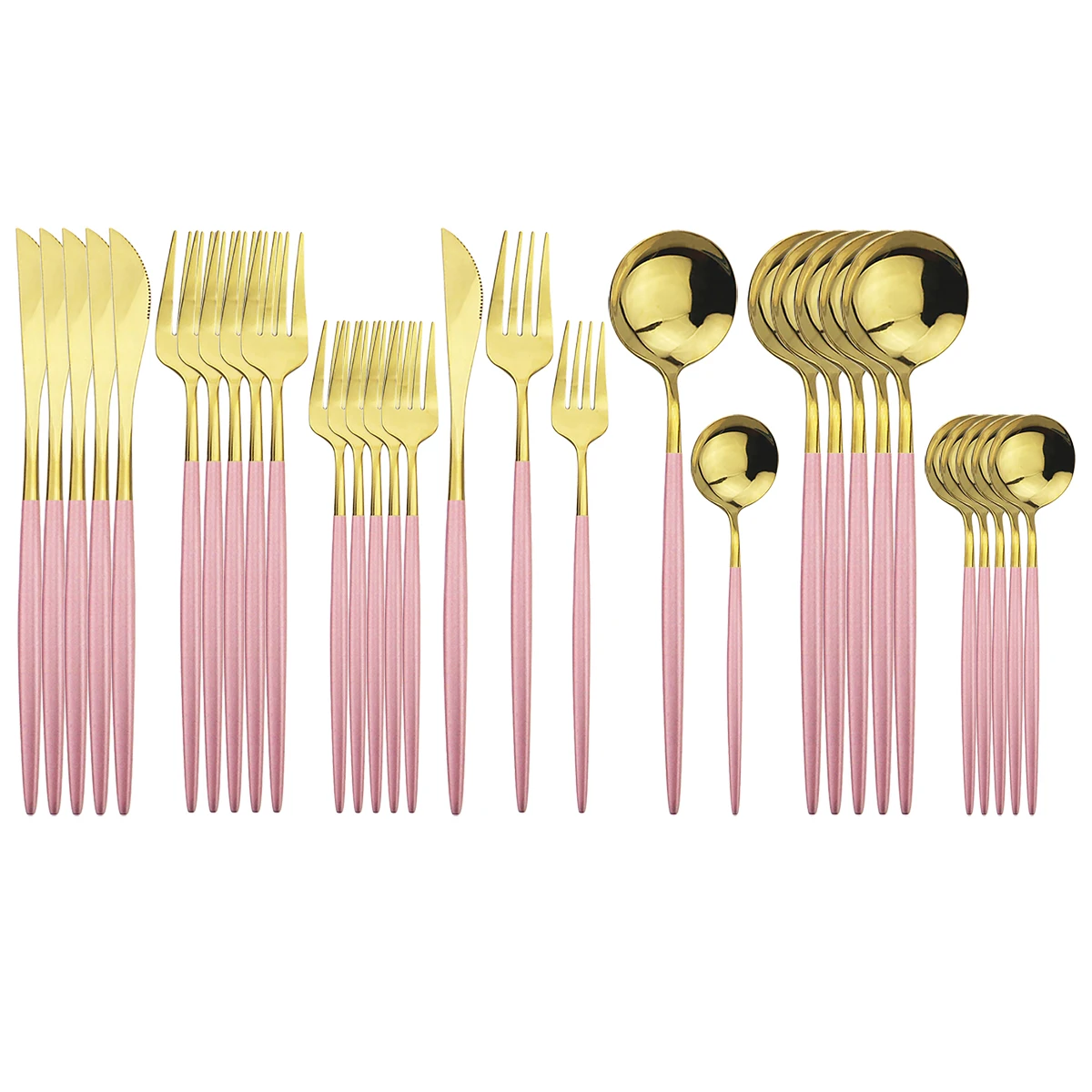 Набор столовых приборов из нержавеющей стали 304 розового золота 30 шт.|Наборы