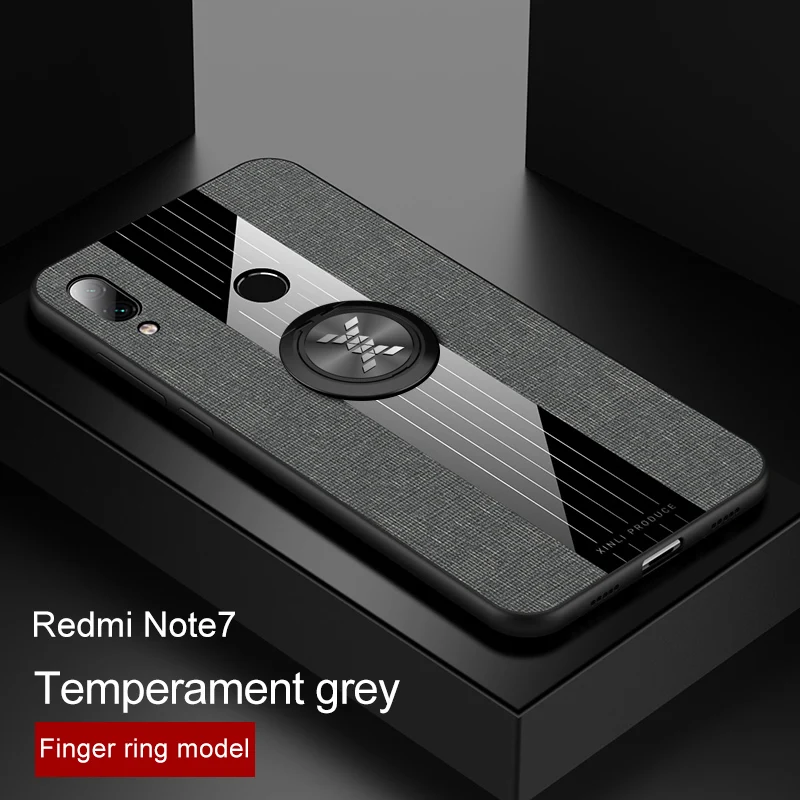 Gray With Ring Чехол для Xiao mi Red mi Note 7, матовый чехол для Xio mi Xiao mi Red mi Note 7 Pro mi 9 SE 9 T, противоударный чехол для телефона с магнитным кольцом - Цвет: Gray With Ring