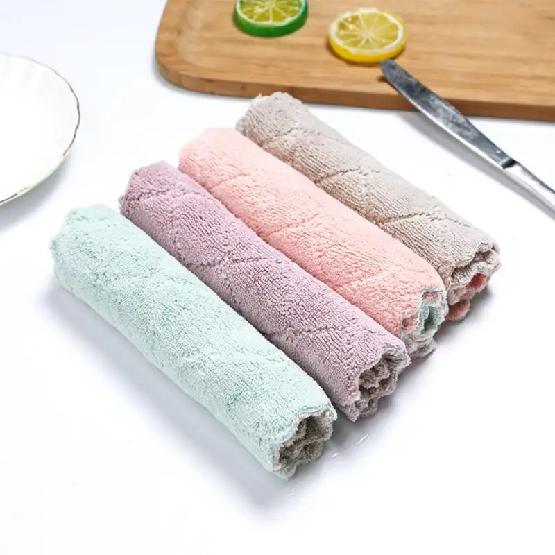 

Water-absorbing Dish Cloth Towel Double-sided Two-color Non-greasy No Shed Hair Cleaning Rag Home Kitchen Dish Cleaning Tool