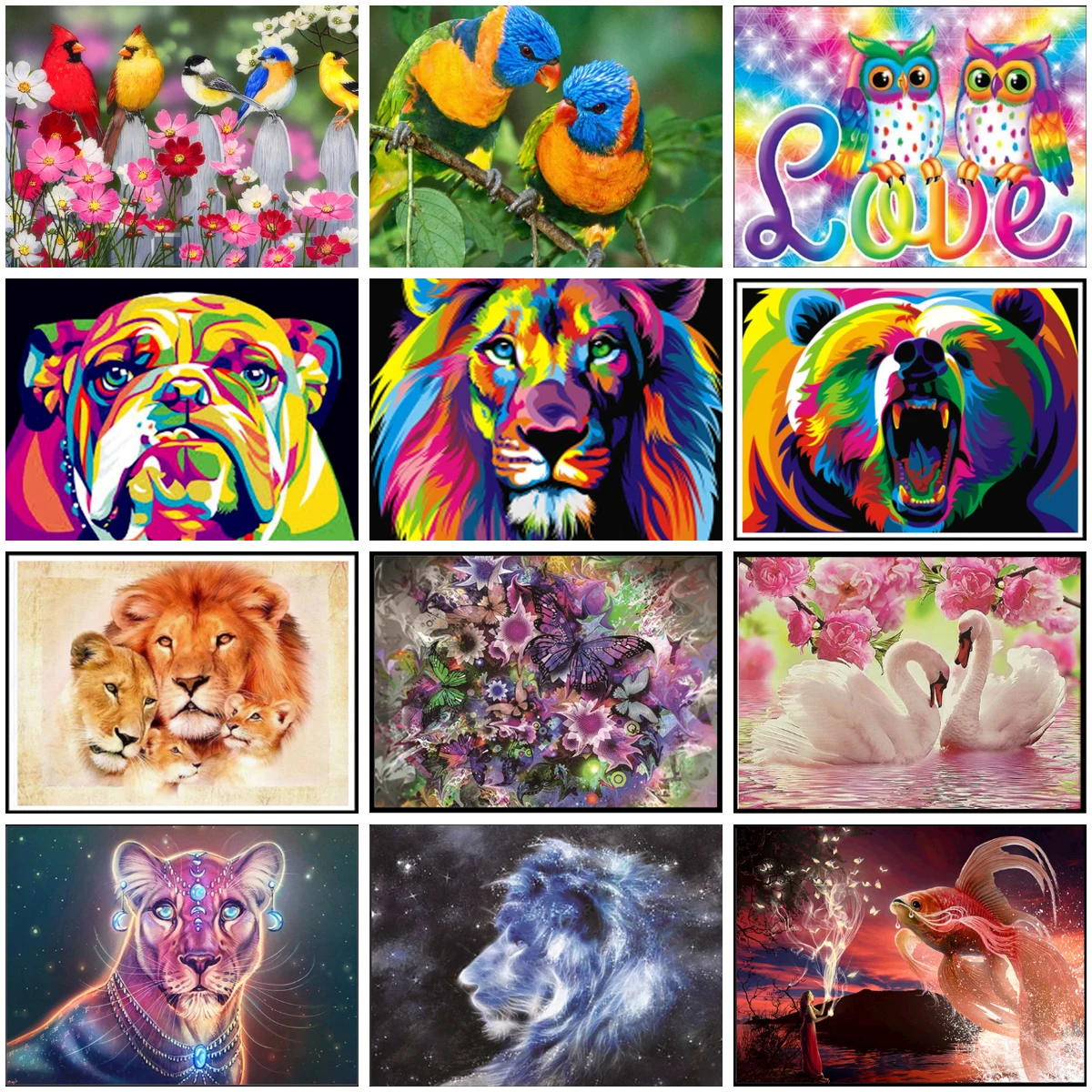 

5d DIY Diamond Painting Animal Full Circle Diamond Embroidery Mosaic Picture Cross Stitch Kit Home Decor New Year Gift