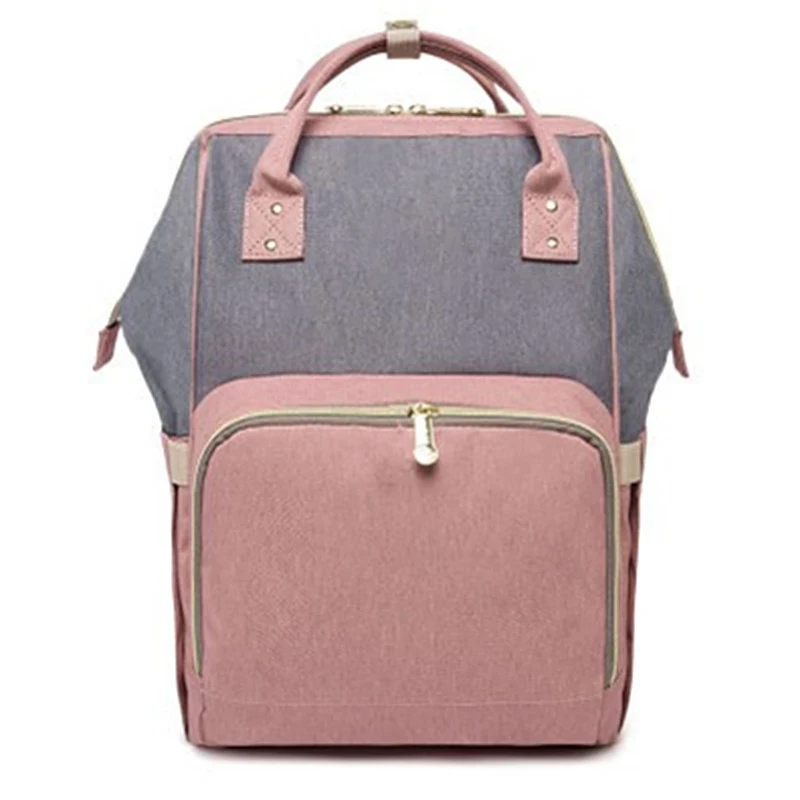 Pink and Grey Модная сумка для подгузников для мам, Большая вместительная Детская сумка, дорожный рюкзак для кормления, сумка для ухода за ребенком, ручная сумка для подгузников - Цвет: Pink and Grey