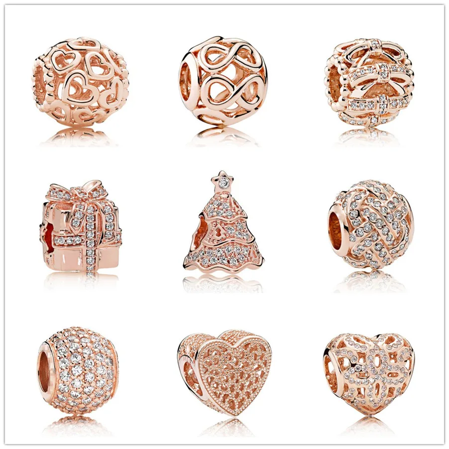 

Authentic 925 Sterling Silver Openwork Rose Heraldic Heart With Full Crystal Charms Bead Fit pan Bracelet & Necklace Jewelry