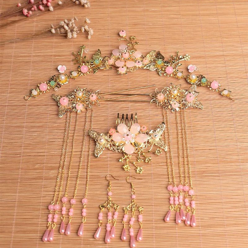 Китайская Hanfu заколка для волос QIANJI с полным набором подвесок на античных аксессуарах для волос ювелирных изделий костюма головных уборов.