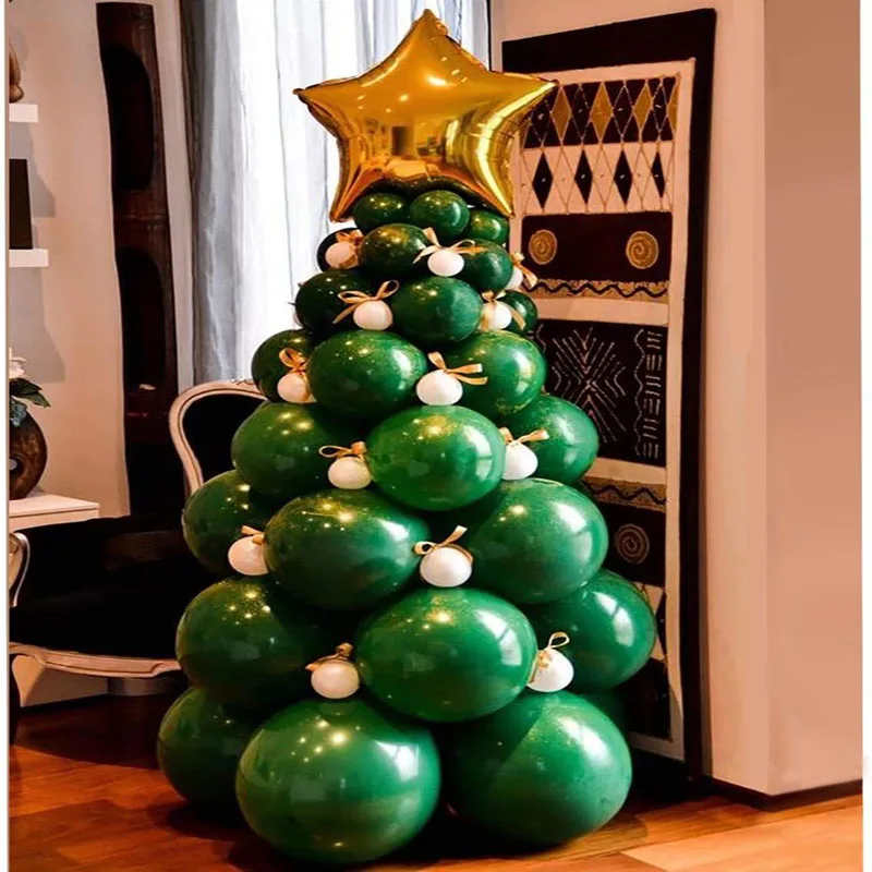 

Christmas Tree Balloon Latex Green Gold Aluminum Star Balloons Garland For Home New Year Party Decorations Baby Shower Supplies