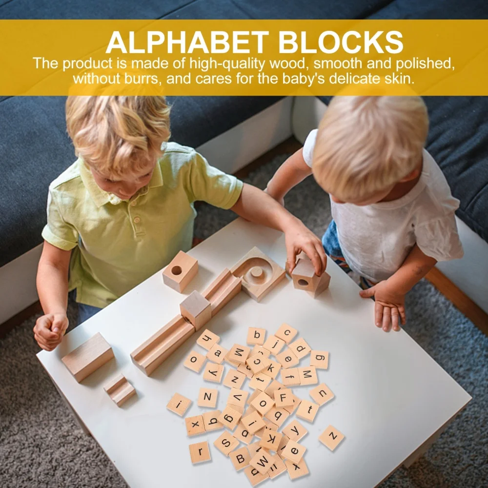 

1 Set Wooden English Letter Building Block Toys Practical Alphabet Block Toys