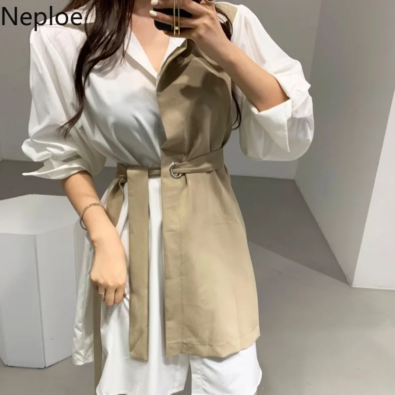 Женское платье на шнуровке Neploe корейское Элегантное летнее мини-платье с