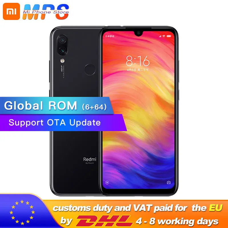 Глобальный Встроенная память Xiaomi Redmi Note 7 6 ГБ 64 Гб телефон Snapdragon 660 Octa Core 4000 мАч 3 в